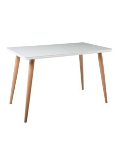 UNION Table 130x80cm Natural Paint/Glass White