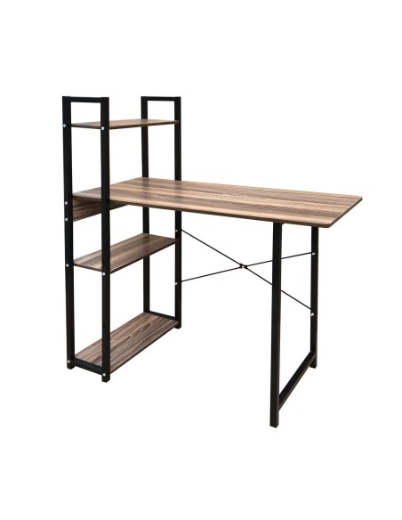 PC Metal Desk (4 shelves) 90x40x73-110cm Black-Walnut