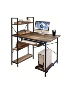 PC Metal Desk (4 shelves) 100x48x73/118cm Black/Walnut
