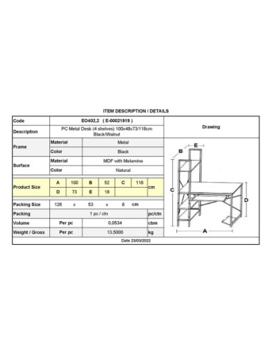 PC Metal Desk (4 shelves)...