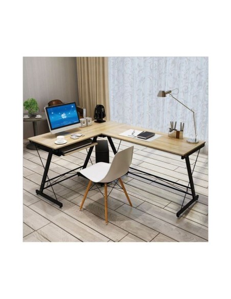 PC Corner Metal Desk 158x120x48x73cm Black-Maple