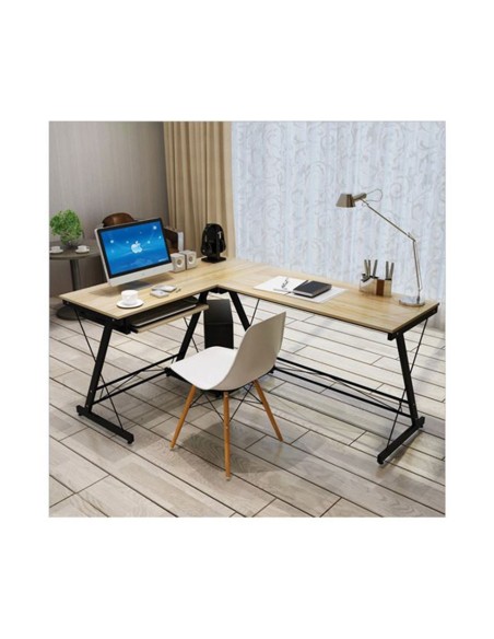 PC Corner Metal Desk 158x120x48x73cm Black-Maple
