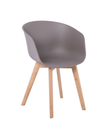 OPTIM Πολυθρόνα Ξύλινο Πόδι Οξιά Φυσικό, PP Sand Beige