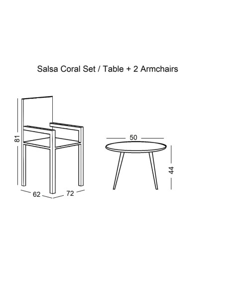 SALSA Coral Set (2+1) Steel Black-Wicker Natural, Cushions Black