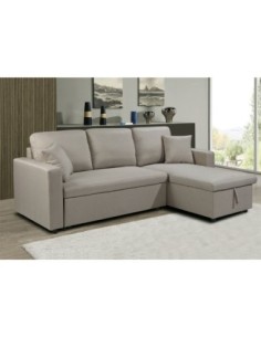 MONTREAL Καναπές - Κρεβάτι Γωνία Αναστρέψιμη με Χώρο Αποθήκευσης, Ύφασμα Μπεζ