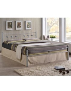 DUGAN Κρεβάτι Διπλό, για Στρώμα 140x190cm, Μέταλλο Βαφή Silver