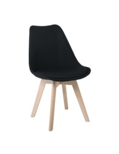 MARTIN Καρέκλα Οξιά Φυσικό, Ύφασμα Μαύρο, Μονταρισμένη Ταπετσαρία
