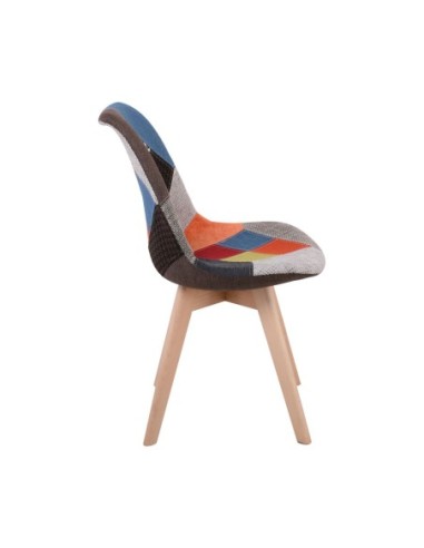 MARTIN Καρέκλα Ξύλο PP, Ύφασμα Patchwork