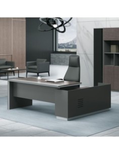 ADVANCE Desk Left 180x160cm Dark Walnut/Grey