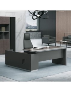 ADVANCE Desk Right 180x160cm Dark Walnut/Grey