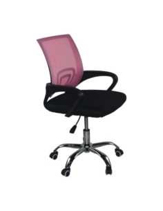 BF2101-F Πολυθρόνα Γραφείου χωρίς Ανάκλιση, Μέταλλο Χρώμιο Mesh Ροζ - Μαύρο