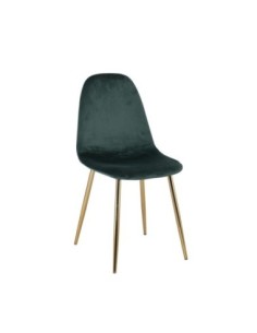 CELINA Gold Metal Chair, Fabric Velure Forest Green