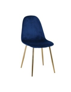CELINA Gold Metal Chair, Blue Velure