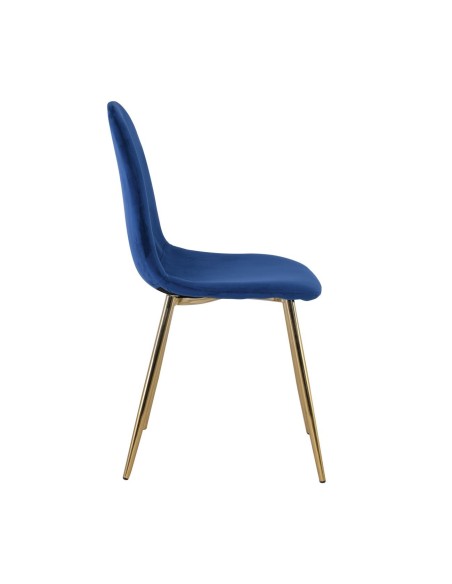 CELINA Gold Metal Chair, Blue Velure