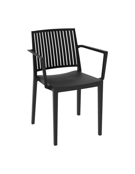 CARMEN Πολυθρόνα Τραπεζαρίας Κήπου Στοιβαζόμενη, PP - UV Protection, Απόχρωση Μαύρο