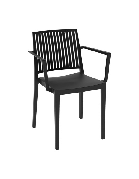CARMEN Πολυθρόνα Τραπεζαρίας Κήπου Στοιβαζόμενη, PP - UV Protection, Απόχρωση Μαύρο