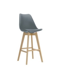 MARTIN Σκαμπό BAR Οξιά Φυσικό, Κάθισμα Η.67cm, PP-Pu Γκρι, Μονταρισμένη Ταπετσαρία