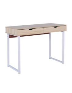 PC Metal Desk (2 drawers) 100x48x75cm White/Maple