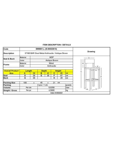 STAB BAR Stool Metal...