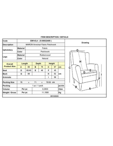 MARON Armchair Patchwork Fabric