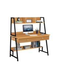 PC Metal Desk 2 Drawers/2 Shelves 120x48x73/137cm Black/Natural