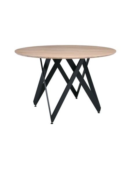 ROD Round Dining Table Φ120cm Steel Black-Sonoma