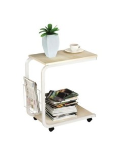 LAP Side Table 56x30x59cm Metal White-Maple