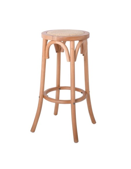 VIENNA Σκαμπό BAR, Ξύλο Οξιά Απόχρωση Φυσικό, Κάθισμα Ψάθα