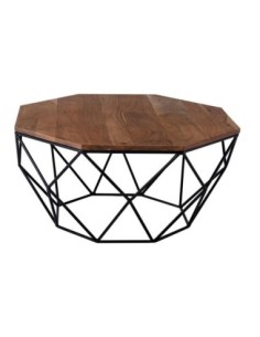 GLEN Coffee Table 82x82x40cm Acacia Natural/Steel Black