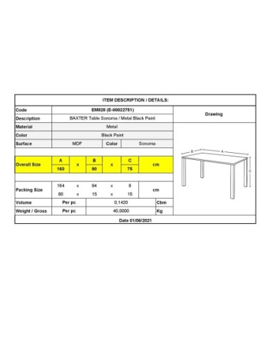 BAXTER Τραπέζι Κουζίνας Τραπεζαρίας,...