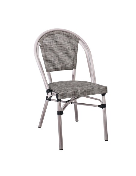 COSTA Καρέκλα Dining Αλουμινίου, Απόχρωση Antique Grey -Textilene Μπεζ