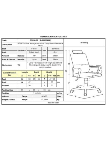 BF8900 Manager Armchair Grey...