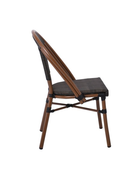 COSTA Καρέκλα Dining Αλουμινίου, Απόχρωση Καρυδί Textilene Μαύρο