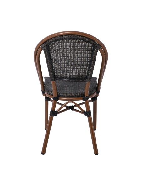 COSTA Καρέκλα Dining Αλουμινίου, Απόχρωση Καρυδί Textilene Μαύρο