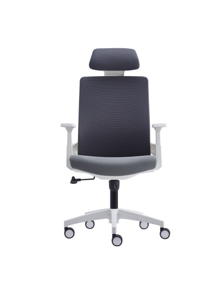 BF8900 Πολυθρόνα Γραφείου Διευθυντή, Άσπρο - Γκρι, Mesh Γκρι, Ύφασμα Γκρι