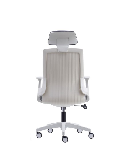 BF8900 Πολυθρόνα Γραφείου Διευθυντή, Άσπρο - Γκρι, Mesh Γκρι, Ύφασμα Γκρι