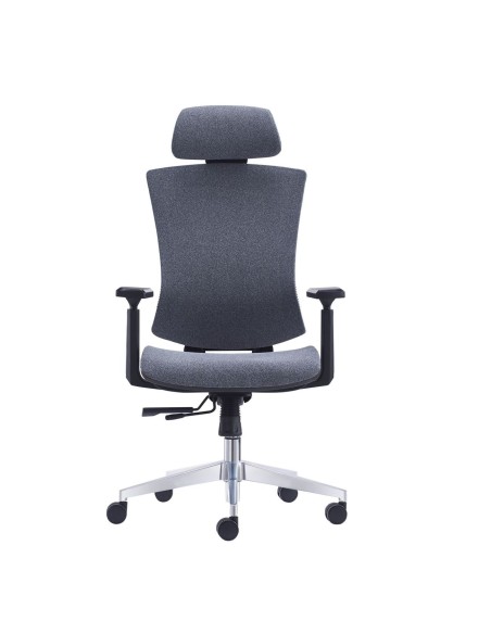 BF9600 Πολυθρόνα Γραφείου Διευθυντή, Βάση Αλουμινίου, Ύφασμα Γκρι