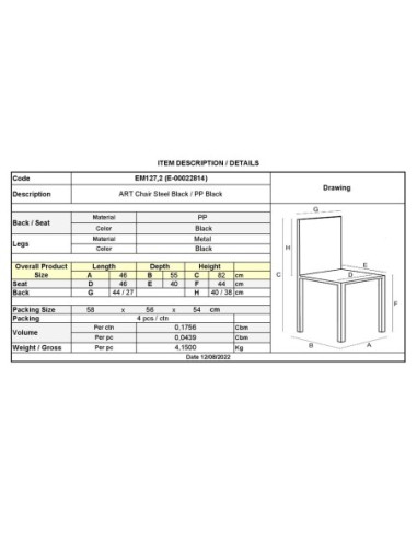 ART Καρέκλα Τραπεζαρίας Μέταλλο Βαφή...