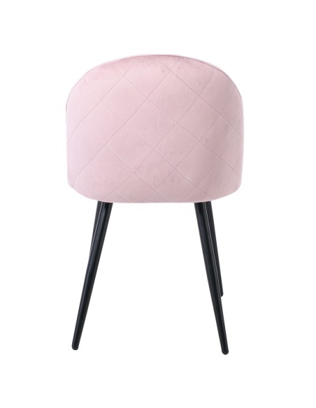 BELLA Καρέκλα Τραπεζαρίας, Μέταλλο Βαφή Μαύρο, Ύφασμα Velure Απόχρωση Dirty Pink