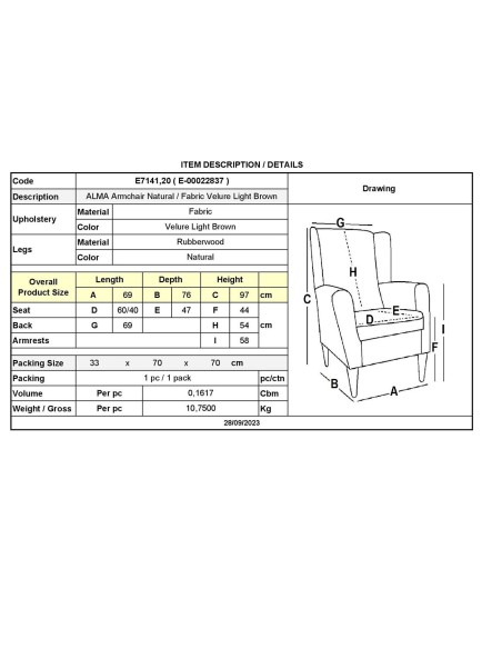 ALMA Πολυθρόνα - Μπερζέρα Σαλονιού - Καθιστικού Φυσικό Ύφασμα Velure Ανοιχτό Καφέ,K-D