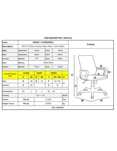 BF2115 Office Armchair Black Mesh-Fabric