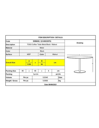 TOSS Coffee Table D.50 H.54cm Metal...