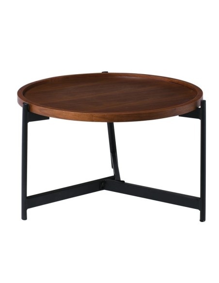 TOSS Coffee Table D.70 H.40cm Metal Black-Walnut