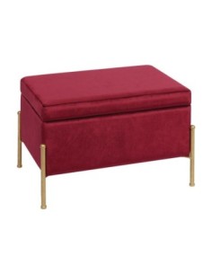 RAY Storage Stool 60x40cm Metal Gold Paint/Fabric Red Velure