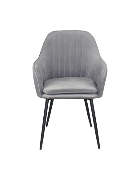 VALERY Πολυθρόνα Μέταλλο Βαφή Μαύρο, Ύφασμα Velure, Απόχρωση Γκρι