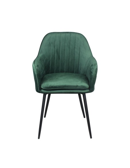 VALERY Πολυθρόνα Μέταλλο Βαφή Μαύρο, Ύφασμα Velure, Απόχρωση Forest Green