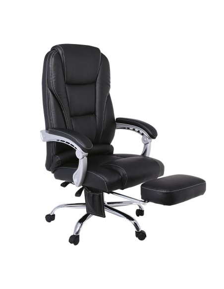 BF8550 Massage Relax Πολυθρόνα Γραφείου Διευθυντή, Βάση Χρώμιο με Υποπόδιο, Pu  Μαύρο