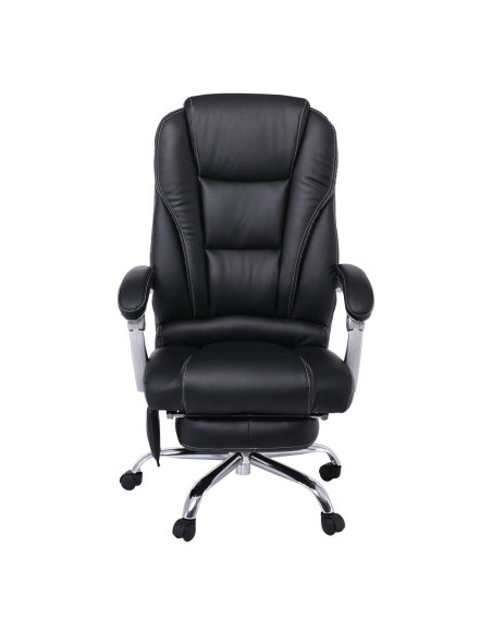 BF8550 Massage Relax Πολυθρόνα Γραφείου Διευθυντή, Βάση Χρώμιο με Υποπόδιο, Pu  Μαύρο