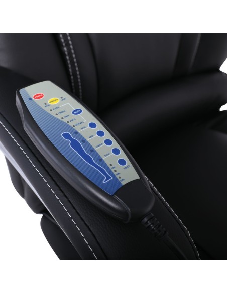 BF8550 Massage Relax Πολυθρόνα Γραφείου Διευθυντή, Βάση Χρώμιο με Υποπόδιο, Pu  Μαύρο