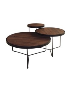 BOB Set-3 Coffee Tables Metal Black/Walnut